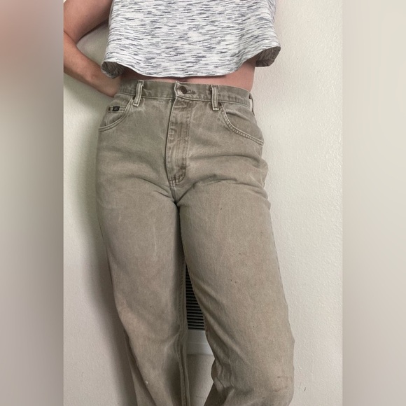 Vintage Lee Jeans Size 35X35 (Fit like a modern 30) Tan - Picture 14 of 15